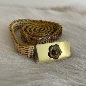 Vintage Stretchy Sequin Gold Floral Buckle Belt